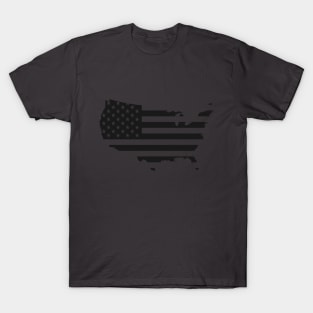 USA Flag - Black T-Shirt